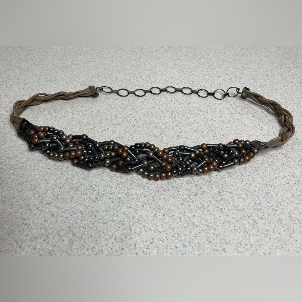 Chain Belt Bronze Metallic Braid Hook Closure